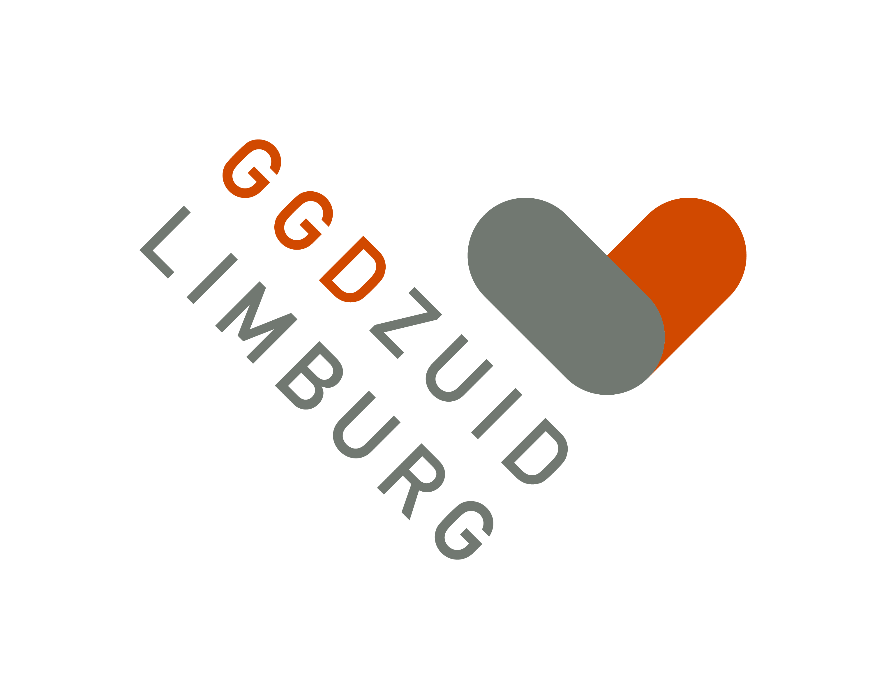 Het logo van GGD Zuid-Limburg met diagonale tekst GGD Zuid-Limburg. 